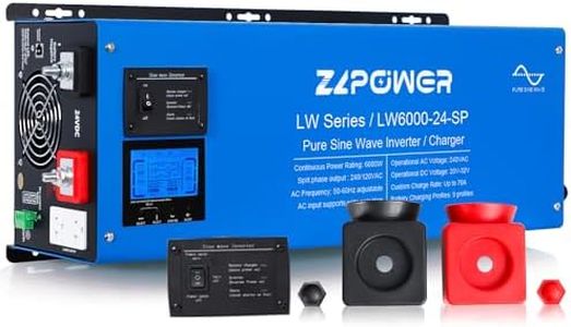ZLPOWE 6000W 24V Inverter DC Pure Sine Wave 18000W Peak Low Frequency Off-Grid Solar Inverters 240Vac Input 120Vac/240Vac Output Split Phase with Battery Charger LCD Display for RVs Home UL1741