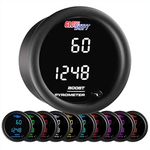 GlowShift 10 Color Digital Dual 60 PSI Boost & Pyrometer Exhaust Gas Temperature EGT Combo Gauge Kit - includes Electronic Sensors - 2 Multi-Color LED Displays - Tinted Lens - 2-1/16" (52mm)