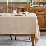 Fantastshop Linen Textured Tablecloth Rectangular for Dinning Room, Washable Stain Resistant Rectangle Table Cloth for Kitchen Outdoor, Rustic Farmhouse Style Room Decor, Champagne Beige, 54x78 Inch