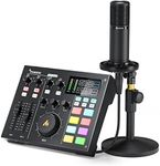 Audio Interface with DJ Mixer and Sound Card, Maonocaster Portable ALL-IN-ONE Podcast Production Studio with XLR Condenser Microphone for Guitar, Live Streaming, PC, Recording, and Gaming (AM100 K1)