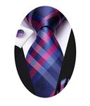 Hi-Tie Ties for Men Paisley Mens Tie Set Wedding Formal Business Striped Tie Sets,Blue Pink Plaid