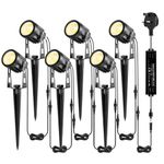 B-right Garden Spotlights Mains Powered,Upgraded Garden Spike Lights Extendable to 12 Garden Uplighters,IP65 Waterproof 12V Low Voltage Outdoor Lights for Pathway Yard Landscape (6Pack,21M,Warm White)