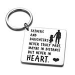 Father Daughter Keychain Dad Fathers Day Christmas Birthday Valentine Day Wedding Gifts from Daughter to Dad Daddy Papa Stepdad Men Him Present Fathers and Daughters Never Truly Part, Silver, Small