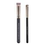 ENERGY Kabuki Brushes Set - Mini Flat Top Kabuki Brush and Slant Concealer Brush Under Eye for Eyebrows Eyeshadow Brushes for Liquid Cream Powder Blending,Stippling,Highlighter and Nose Contour