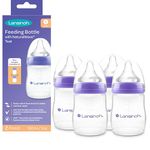 Lansinoh Anti Colic Baby Bottle - 160ml - NaturalWave® Slow Flow Teats Reduces Nipple Confusion + New Stackable Lid Breast Milk Storage Bottles Breastfeeding Bottle Feeding - Baby Bottles