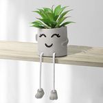 Dremisland Artificial Potted Plant Cute Fake Succulent Plant with Hanging Leg Emotional Cement Faux Succulent Potted Plant Decor for Home Office Table Desk Living Room Shelves, 1 piece