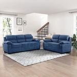 Torque - Jett 5 Seater Fabric Sofa (3+2 Seater, Blue) | 5 Person Sofa | Sofa Set for Living Room, Bedroom, Home, Office Furniture | 3 Years Warranty