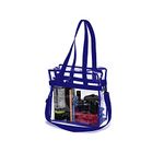 Lify Women's Less Clear Stadium Approved Tote Bag with Adjustable Strap - Vinyl Lightweight Waterproof Transparent Bag for Work, Sports Games and Concerts (Navy Blue, 12 x 12 x 6 inch)