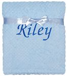 Baby Boy Girl Personalised Blanket Embroidered Name (Blue)