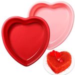 webake Heart Shaped Cake Tin 6 inch Silicone Cake Moulds 2 Pcs Love Heart Cake Moulds Heart Baking Tray for Cakes, Pudding, Cheesecake