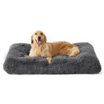 Bedsure Dog Crate Bed Extra Large - XL Fluffy Crate Mattress Washable with Anti Slip Bottom, Dog Anxiety Pillow Cushion for XLarge Pets, Dark Grey, 104x69cm