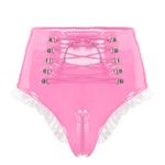 iiniim Women Shiny Metallic Buckled Panties Low Rise G-String Thong Micro Panty Lingerie Pink A M