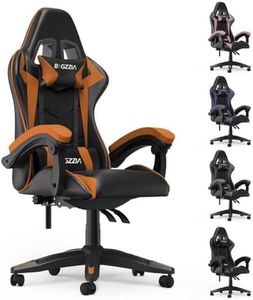 bigzzia Silla Gaming, Silla de Juegos, Silla de Oficina, Silla de Ordenador, Silla giratoria Resistente, diseño ergonómico con cojín y Respaldo reclinable (Orange)