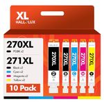 HALLOLUX PGI-270XL CLI-271XL Ink Cartridges 10 Value Pack (2PGBK/BK/C/M/Y) Replacement for Canon PG-270 XL CL-271 XL use with Canon PIXMA MG5720 MG5721 MG5722 MG6820 MG6821 MG6822 Printer