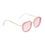 Spiky Unisex Kids Oval Sunglass With Protective Case White Frame Pink Lens, Free Size - (Pack of 1)