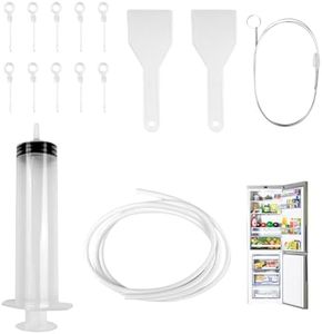 Avesteir 15pcs kit de nettoyage de réfrigérateur, Réutilisables brosse de nettoyage pour frigo, outil de vidange réfrigérateur, avec Tuyau, Pelle de Dégivrage, Seringue, Bouchons de Trou, pour Cuisine