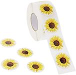 BLUE PANDA 1000 Count Assorted Sunflower Sticker Roll - Yellow Flower Stickers for Crafts, Party Invitations, Greeting Cards