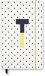 kate spade new york Take Note Large Polka Dot Leatherette Initial Notebook, Bound Journal Includes 168 Lined Pages and Bookmark, T (Yellow)