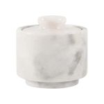 Marblous Krafts Marble White Sugar Dispenser 3.5 oz Salt Cellar Container 3" X 3" Salt Pepper Bowls (White)