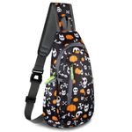 TITECOUGO Small Sling Bag Lightweight Crossbody Bag for Women Men Hiking Backpack Travel Shoulder Bag Chest Daypack for Halloween Gifts Gym Work Casual Cycling Outdoor Sports Halloween Black