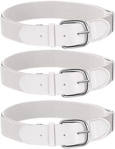 Hercicy 3 Pieces Adult and Youth Baseball Softball Uniform Belts, Adjustable Size Uniform Belt, White