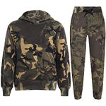 A2Z 4 Kids Girls Boys Unisex Plain Tracksuit Hooded Sweat - T.S Plain 105 Camo Green 7-8