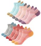 Budermmy Socks for Women 6 Pairs Ankle Athletic Socks Cushioned Breathable Cotton Casual Low Cut Womens Running socks (CA/US, Numeric, 5, 7, Regular, Regular, Multicolor)