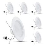 Feit Electric 5 Inch or 6 Inch LED Recessed Lighting Retrofit Downlights, 120 Watt Equivalent High Output, 2000 Lumen 5000K Daylight, Dimmable, 6 Pack LEDR56XHO/950CA/6