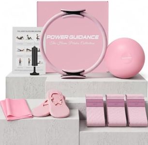 POWER GUIDANCE Pilates Kit for Home Workouts - Pilates Ring and Ball Set with Woven Resistance Bands, Long Pilates Band and More- Complete Home Pilates Starter Kit for Women (Parfait Pink)