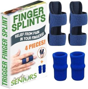 Finger Splint - Set of 2 Finger Splints With 2 Nylon Sleeves for Trigger Finger Relief - Finger Brace for Straightening or Support for Broken Fingers - 4 pieces - Ideal for Seniors