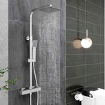 Xinyang Thermostatic Shower Mixer Set Exposed Square 8" Rain Overhead, Hand Held Shower Head Thermostatic Shower Mixer Set Exposed Square 8" Rain Overhead, Hand Held Shower Head