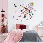 AnFigure Wall Stickers, Wall Decals for Living Room, Dream Catcher Boho Feathers Wall Sticker Baby Kids Room Bedroom Wall Decal 3D DIY American Indian Bohemian Theme Tv Furniture Family Wall Decor