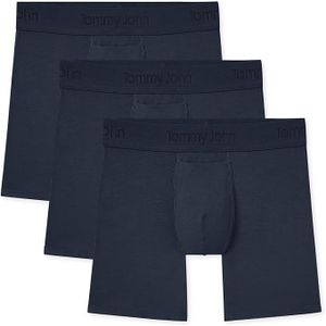 Tommy John Men's Second Skin 6" Boxer Briefs – No Ride-Up, Soft, Breathable, Quick-Dry Mesh Underwear for Daily Wear - Dress Blues - XX-Large