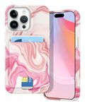 Petocase for iPhone 14 Pro Max Wallet Case Card Holder Slot Ultra Slim Fit Flexible TPU Gel Rubber Soft Skin Silicone Protective Phone Case Cover for Apple iPhone 14 Pro Max 6.7inch-Pink Marble