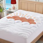 ELVEN HOME (Extra Long) XL Twin Mattress Topper for College Dorm Extra Thick Fluffy Mattress Pad Twin XL Premium Down Alternative Quilted Fitted Breathable Mattress Cover Deep Pocket 8-21", White