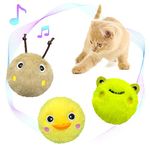 KreizyGo Cat Toys, Interactive Cat Toys for Indoor Cats Exercise, 3 Pack Fluffy Plush Chirping Catnip Balls, Fun Kitty Kitten Kicker Toys