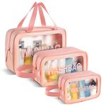 Siligar 3 Pack Clear PVC Toiletry Bag Set Cosmetic Bag Organiser with Handle Portable Makeup Travel Bag for Women Men Waterproof Travel Toiletry Bag Translucent Toiletry Bag for Business Bathroom