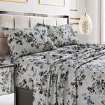 Tribeca Living 300 Thread Count Cotton Extra Deep Pocket Printed Sheet Set, King, Lisbon Grey/Multi