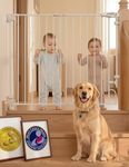 Babelio Removable & No Bottom Bar Baby Gate, 29-43", 36" H Hardware Mounted (Drill Needed)| Wide Walk-Thru| Auto-Close Safety Dog/Pet Gate for Stairs & Doorways (White)