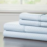 Lavish Home Brushed Microfiber Sheets Set- 4 Piece Hypoallergenic Bed Linens with Deep Pocket Fitted Sheet and Embossed Design (Blue, King)