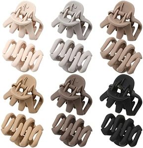 Butterfly Hair Clips: Flower Small Claw Clips for Women - 12pcs Matte Cute Hair Clips for Girls (Octopus - Coffee/Brown/Beige/Grey/Black)