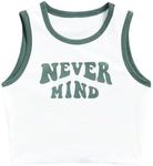 SHENHE Girl's Letter Print Cropped Tank Top Sleeveless Contrast Binding Crop Tops Green 11 Years