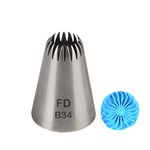 FineDecor Large Piping Tip, Seamless Stainless Steel Icing Piping Nozzle Tip, Cake Decorating Tools Cream Puff Decor Pastry Icing Piping Tool for Baker, 1 Piece (B34)