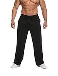 Deyeek Men's Lightweight Sweatpants Open Bottom Loose Fit Sweat Pants for Men Straight Leg Casual Lounge Pants with Pockets Black