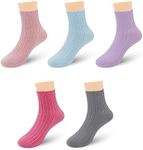 SERISIMPLE Viscose Bamboo Stretch Kids Ankle Sochool Kids Crew Socks Breathable Boy Girl 5 Pairs (Assorted 3, XX-Small)