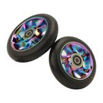 InciFuerza 2pcs 110/100mm Scooter Wheels Replacement Set - Smooth Bearings Installed | Metal Core, High-Rebound PU for Razor, Fuzion, Scooters (110mm)