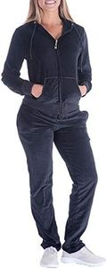 LeeHanTon Jogging Suits for Women Plus Size Track Suit Two 2 Piece Outfits Velvet Tracksuit Sets Velour Zip Hoodie Sweatshirt & Sweatpants Sweatsuits(Black, 3XL)
