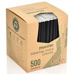 [500 Bulk] 5.75 inch Black Short Paper Straws, Stir Straws for Cocktail, Coffee, Mixed Drinks - Home, Bar and Restaurant Straws - 100% Biodegradable