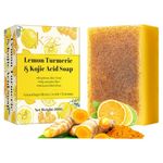 Kojic Acid Soap - Turmeric Soap Bar - Natural Soap - Lemon Turmeric Kojic Acid Soap Bar for Fine Lines Acne Scars - Reduces Blemishes - Rejuvenates Skin