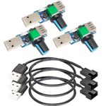 Gebildet 3pcs USB to 3pin/4pin PWM 5V USB Sleeve Fan Power Adapter Cable with USB Fan Governor Speed Control Knob ON/Off Switch